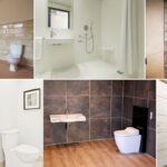 Photo collage of modern accessible and adapted bathrooms and wetrooms